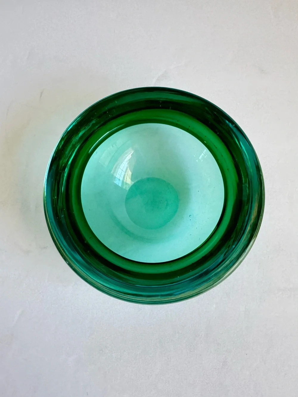 Vintage Murano Art Glass Bowl Turquoise Blue Green Catchall Trinket Dish Geode